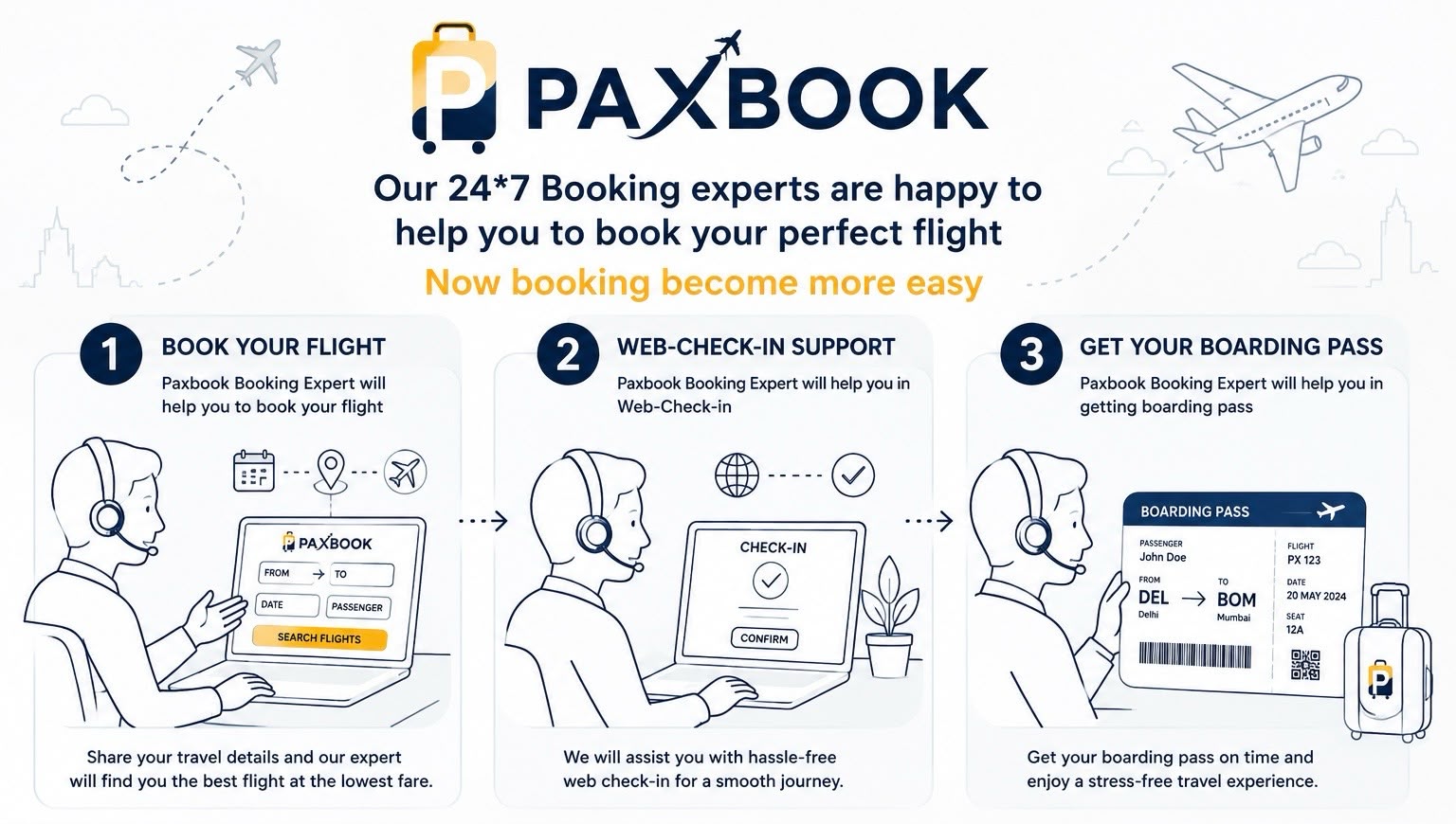 Booking made easy — Book Your Flight, Web Check-in Support, Get Your Boarding Pass