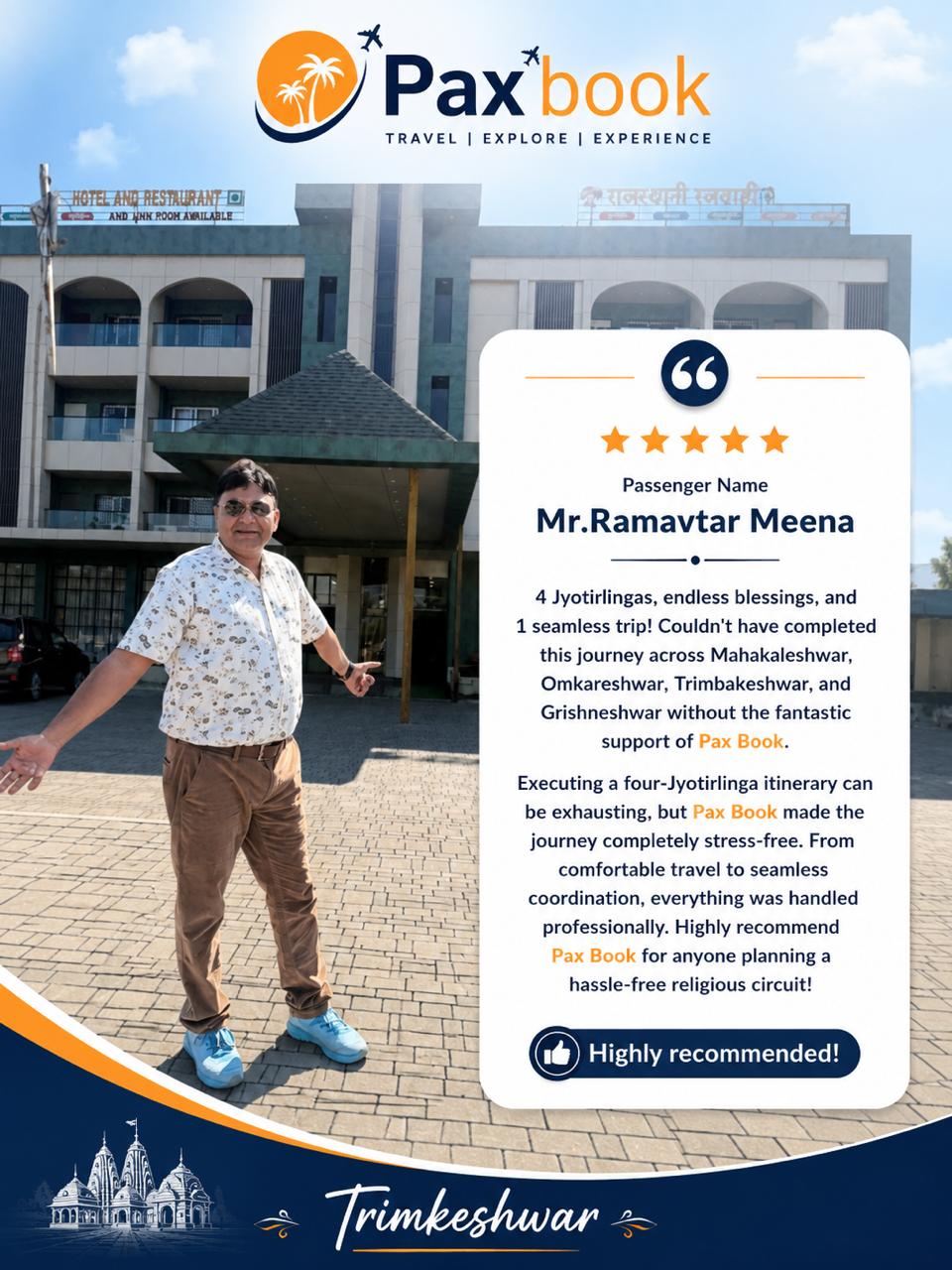 Mr. Ramavtar Meena, 5 star review from Trimbakeshwar